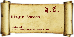 Mityin Baracs névjegykártya